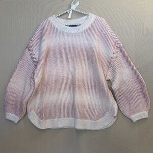 Democracy Pink and White Crew Neck Sweater